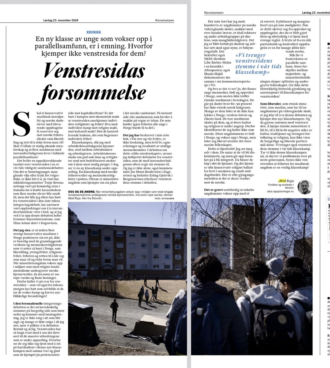 Har skrevet et lengre innlegg i <a href="/Klassekampen/">Klassekampen</a> om viktigheten av frihet i alle miljø. Les gjerne, og meld gjerne tilbake🙌🏽

Digital versjon her: klassekampen.no/artikkel/2024-…