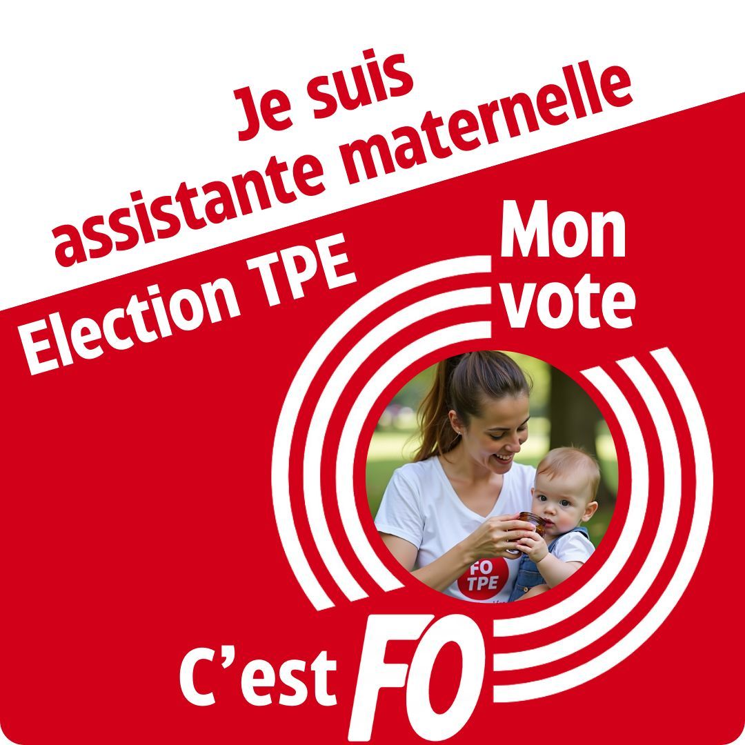 Election TPE
Vous travaillez comme ass maternelle ? Du 25 novembre au 9 décembre, vous allez voter pour élire vos représentants. Cette élection vous concerne ! Faites entendre votre voix et votez FO, le syndicat qui est à vos côtés et défend vos droits >> force-ouvriere.fr/-election-dans…