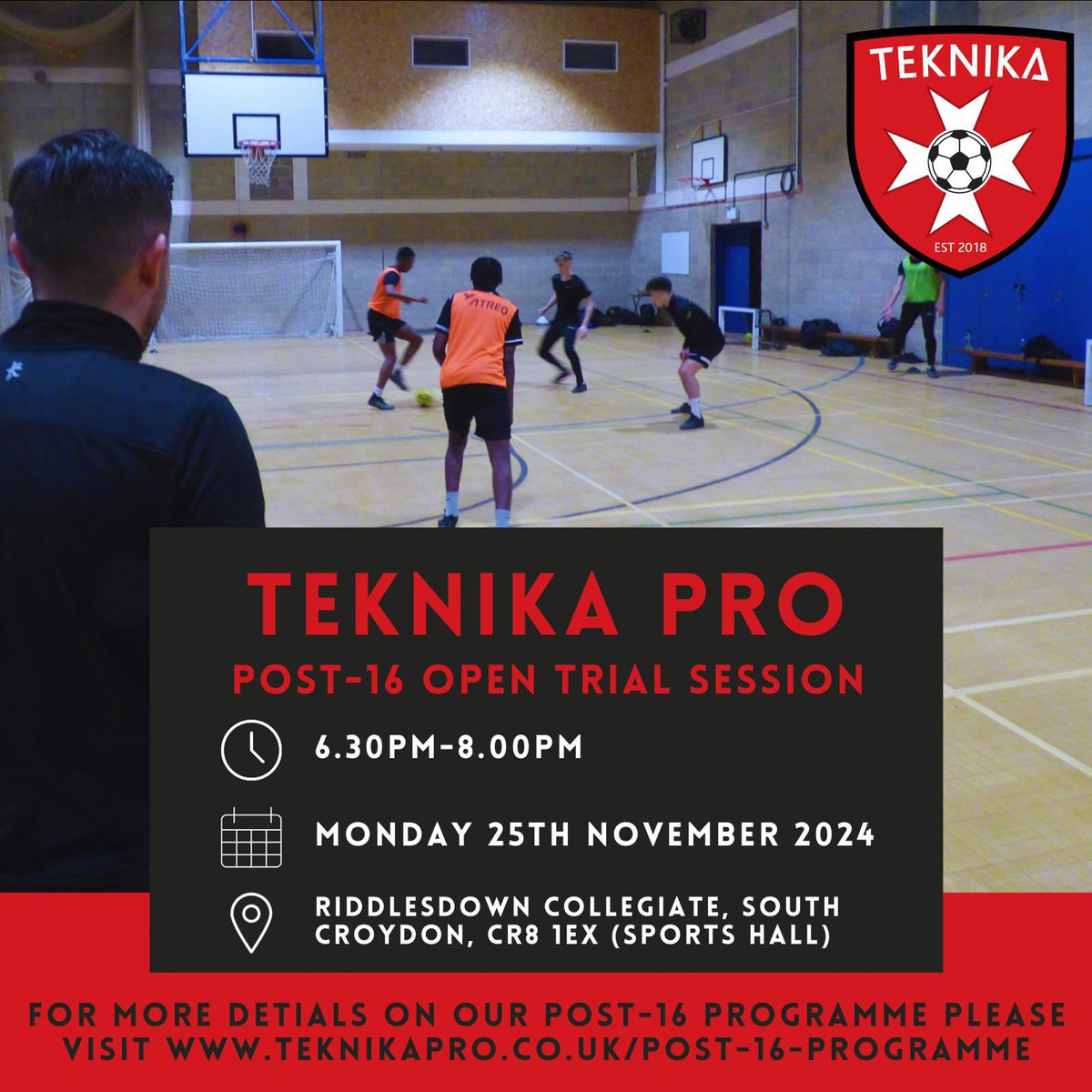 New open trial session tomorrow!

All welcome to attend! 

⚽️🏆📚

teknikapro.co.uk/post-16-progra…

#trial #open #session #training #teknika #quest #riddlesdown #education