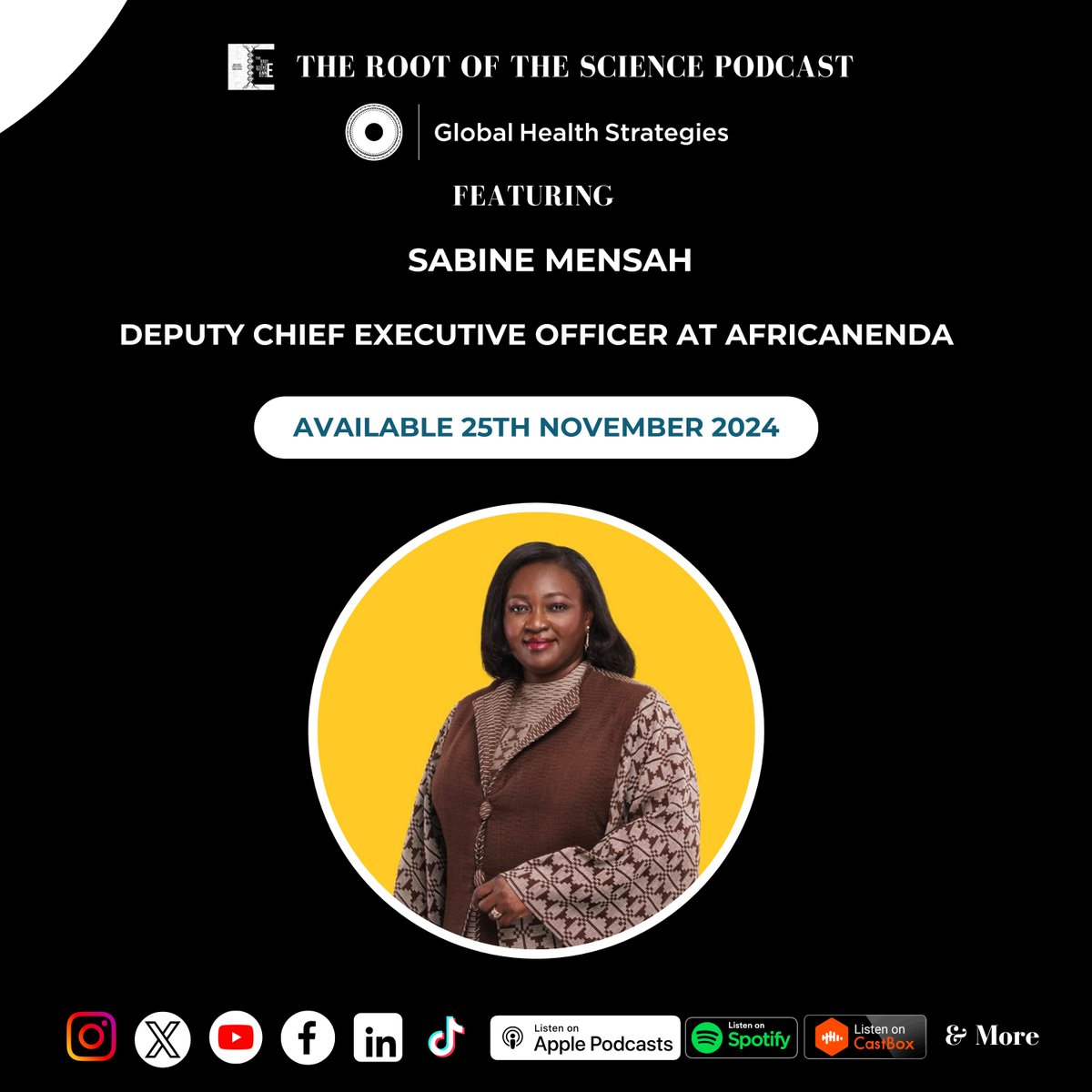 Our next episode features Sabine Mensah, Deputy CEO of AfricaNenda Foundation, discussing how Digital Public Infrastructure (DPI)—including digital ID and payment systems—transforms healthcare access in Africa for all.

Don’t miss it!

Follow &amp; subscribe: youtube.com/@RootofSciPod