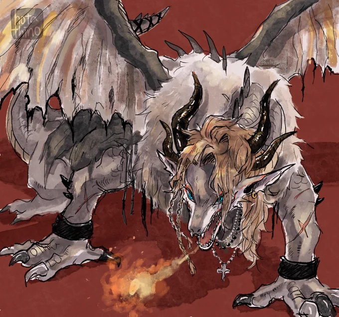 ※ドラゴン化注意あの魔王様にもし竜属性があったら…と思ったらペンを走らせておりました…(ドラゴン化受け入れにくい方もいらっしゃるかもしれませんのでタグは付けないでおきます…) 