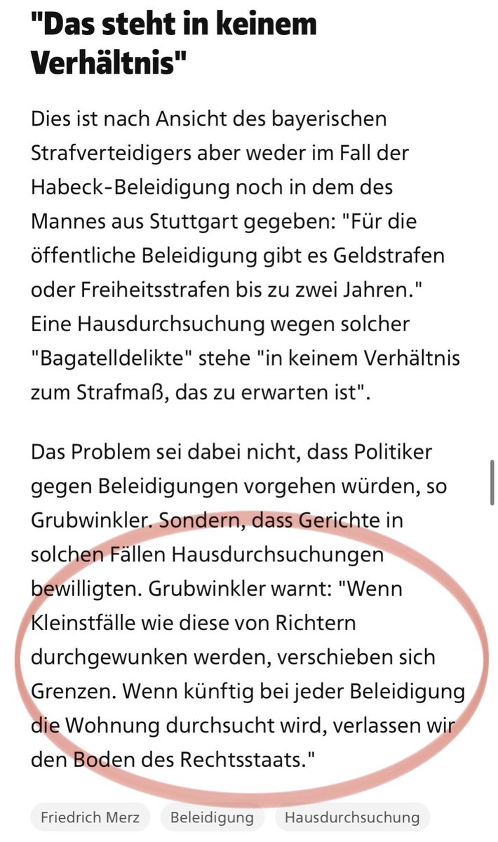RGRAnwaelte's tweet photo. Pikantes Detail zur Durchsuchung bei unserem Mandanten:

„Dabei is insbesondere zu berücksichtigen, dass der Geschädigte [=Merz] in seinem Post selbst über die reine sachliche Kritik am Vorhaben der regierenden Ampelkoalition, Cannabis zu legalisieren, hinausgeht 
indem er die letzte Kabinettssitzung im Gästehaus der Bundesregierung, Schloss Meseberg, als „Therapiesitzung" bezeichnet.“

Selber unter der Gürtellinien respektlos austeilen und gleichzeitig wegen kleinster Beleidigungen wohl tausendfach von einer Kanzlei Strafantrag stellen lassen.