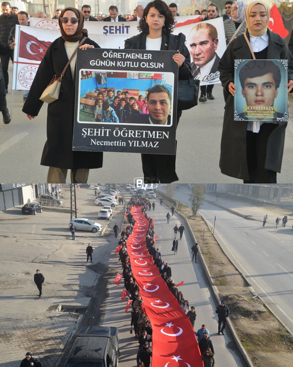 bpthaber's tweet photo. Hakkari'nin Yüksekova ve Çukurca ilçelerinde öğretmenler, 24 Kasım Öğretmenler Günü dolayısıyla şehit meslektaşları için yürüyüş yaptı. https://t.co/qzKhQwJBfC