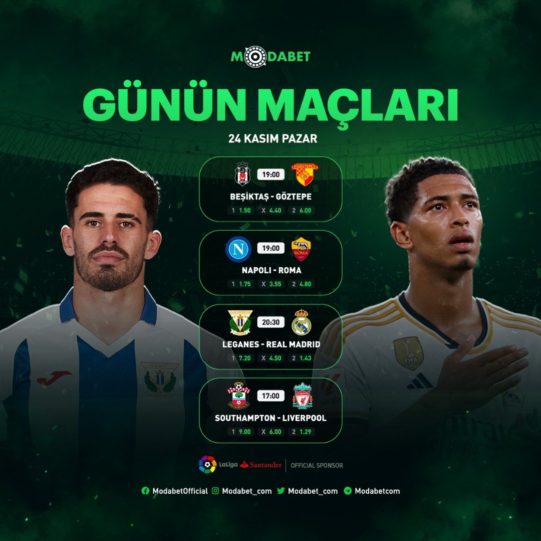 #MODABET HAFTASONU KARŞILAŞMALARI❤️

Lig heyecanı kaldığı yerden devam ediyor!

Güncel adresimiz modabet810.com

💥Yatırıma ek FREESPİN ŞÖLENİ💥
💥% 50 Arkadaşını getir bonusu

Sosyal medya
🔗Twitter <a href="/modabet_com/">ModaBet</a> tinyurl.com/modabettwitter
Telegram t.me/ModabetOfficial