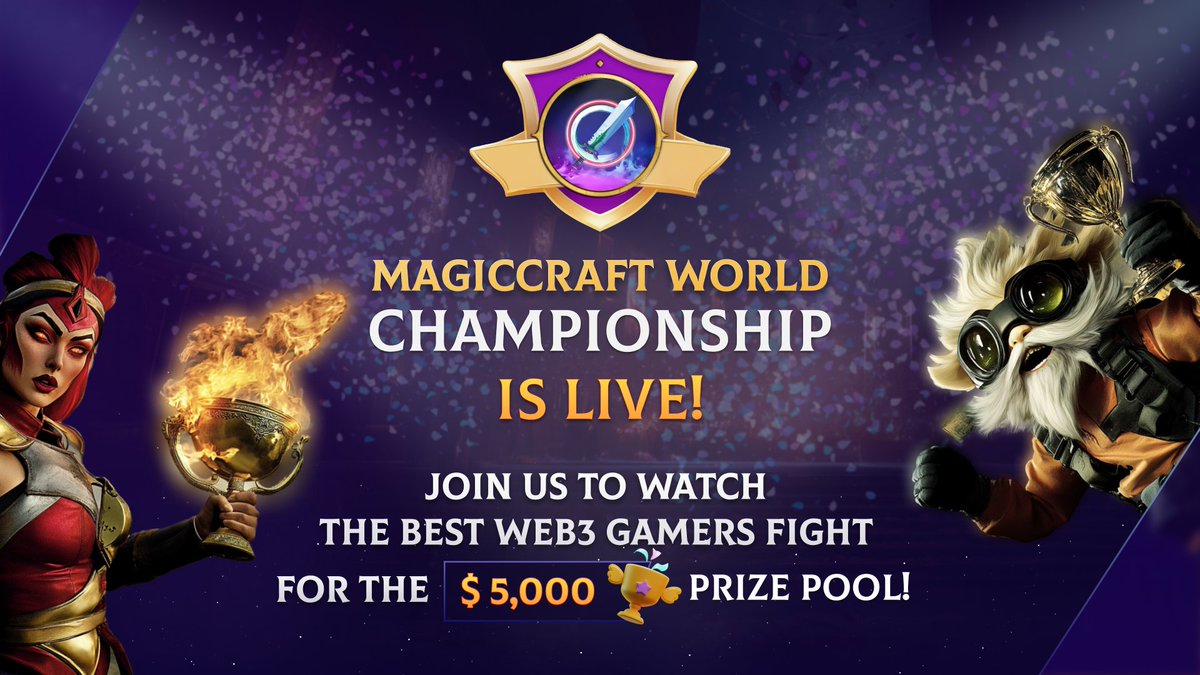 Sons_of_Zeuz's tweet photo. MagicCraft World Championship is now LIVE!   

https://t.co/pYZBIZksDy

Join our livestream now and get into the action
@MagicCraftGame #MCRT #P2E https://t.co/s4hiMMo6nI