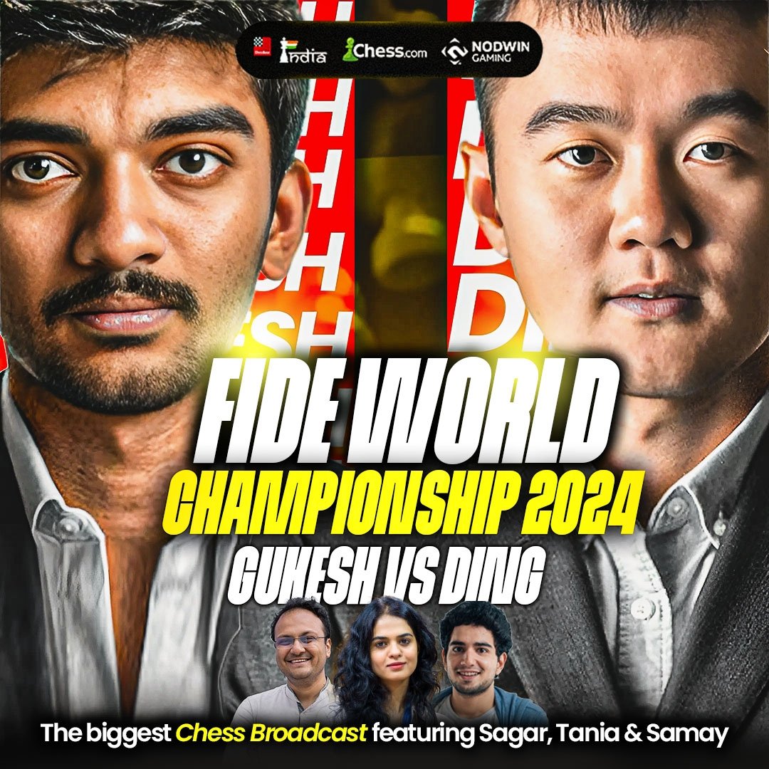 ChessBase India (@chessbaseindia) on Twitter photo It all starts tomorrow. After 10 long years, an Indian player will play the World Chess Championship match! 18-year-old D Gukesh takes on Ding Liren - the first game starts tomorrow. You can watch it all in Mumbai - at Above the <a href="/IndieHabitat/">The Habitat</a>, 1:30 PM onwards!
We will bring you It all starts tomorrow. After 10 long years, an Indian player will play the World Chess Championship match! 18-year-old D Gukesh takes on Ding Liren - the first game starts tomorrow. You can watch it all in Mumbai - at Above the <a href="/IndieHabitat/">The Habitat</a>, 1:30 PM onwards!
We will bring you