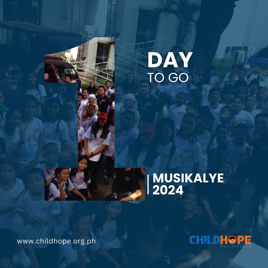 𝟭 𝗗𝗮𝘆 𝘁𝗼 𝗚𝗼! 𝗚𝗼! 𝗚𝗼! 𝗚𝗼! 🤘

Tomorrow's the day! Musikalye 2024 kicks off and we can’t wait to see you there. Let’s make memories and celebrate the magic of music together! #MusiKalye2024 #ChildhopePH
