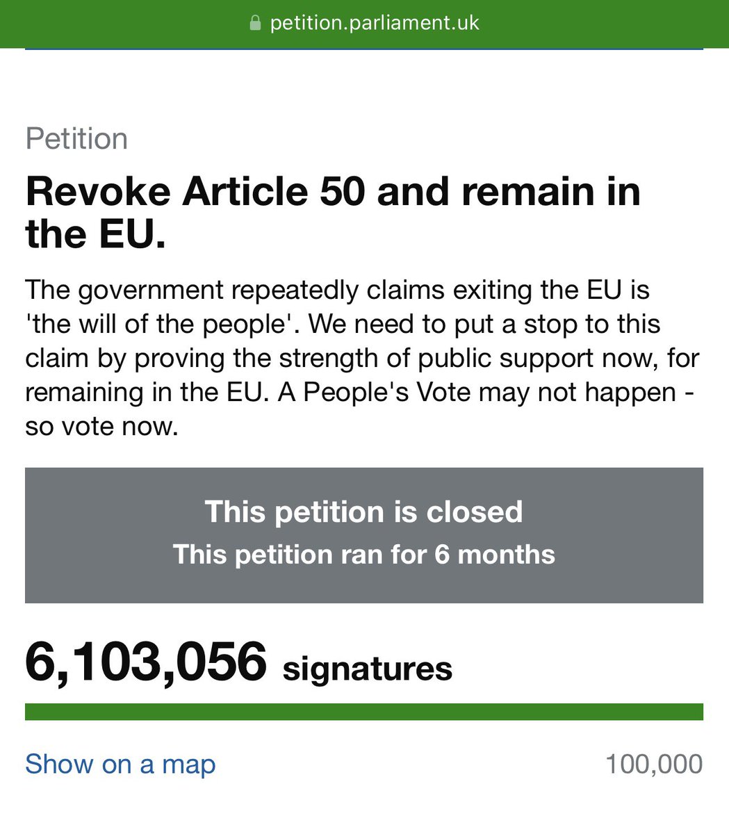 If we want to judge by online petition then we should by now have re-entered the EU, but we don’t
6 million people thought so