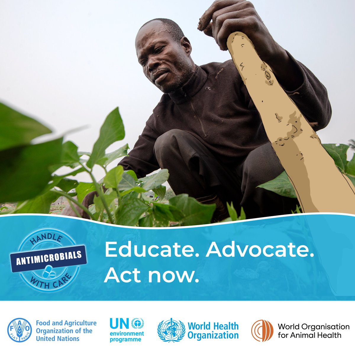 Everyone has a role to play in tackling #AMR, from #healthcare providers to #farmers to policy makers in all settings. Individuals can help prevent #AMR by staying preventing infections, practicing good #hygiene and responsibly using #antimicrobial medicines #WAAW