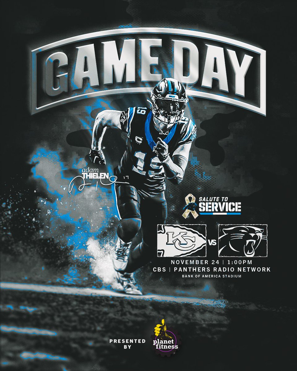 Panthers's tweet photo. GAME DAY IN THE QUEEN CITY👑

📺: CBS
📻: WRFX 99.7 in Charlotte

@PlanetFitness | #KeepPounding https://t.co/HU2Gr11dhm