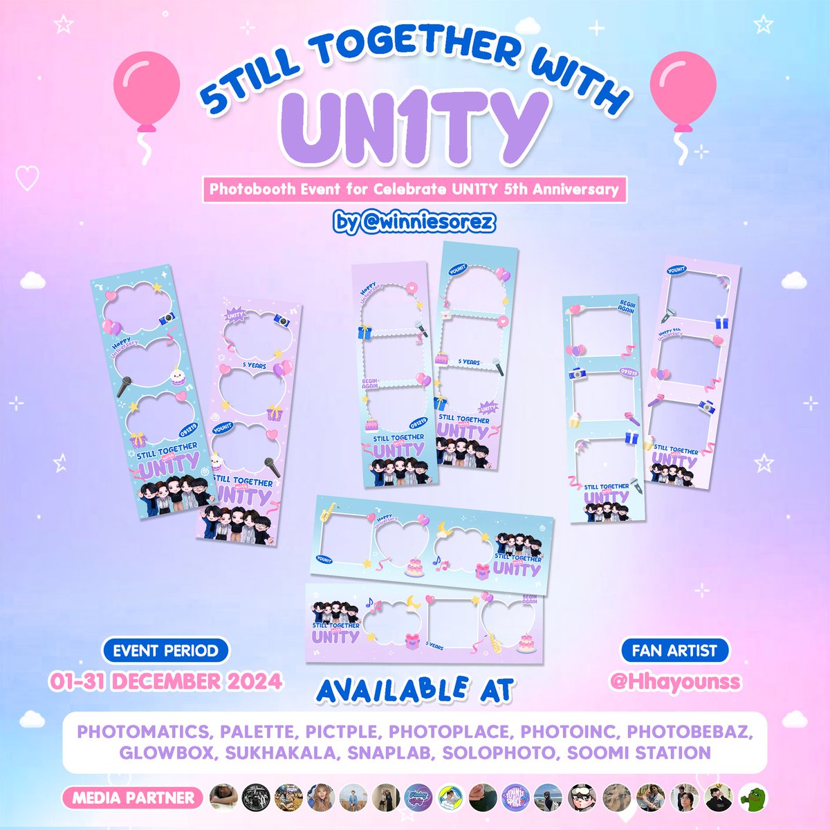 winniesorez's tweet image. • 𝟓𝐓𝐈𝐋𝐋 𝐓𝐎𝐆𝐄𝐓𝐇𝐄𝐑 𝐖𝐈𝐓𝐇 𝐔𝐍𝟏𝐓𝐘! •
Photobooth event to celebrate UN1TY 5th Anniversary 💙💜

🗓️ : 01 - 31 December 2024
📍: Indonesia (details on pict)

Capture your moment &amp;amp; tag me with hashtag #5TILLTOGETHERWITHUN1TY #UN1TYBeginAgain @UN1TY_Official