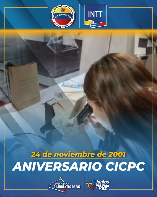 #Efemeride || Se conmemora el aniversario del CICPC (2001), órgano clave en la investigación científica y la seguridad ciudadana en el país. Su labor es vital para el Sistema de Justicia venezolano.