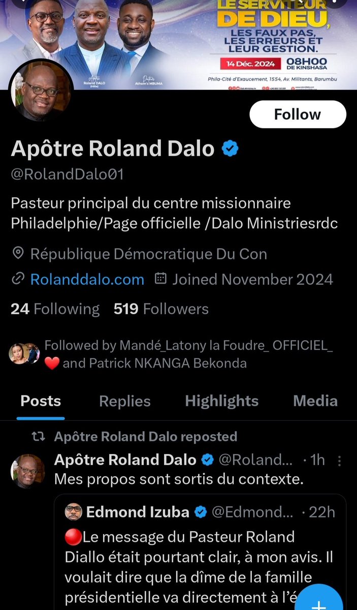 <a href="/AlainMake20/">Alain Make Nzonga</a> <a href="/EgliseCMP/">Centre Missionnaire Philadelphie</a> Un faux compte créé en novembre 2024. Avec 8$ on peut se faire un compte certifié