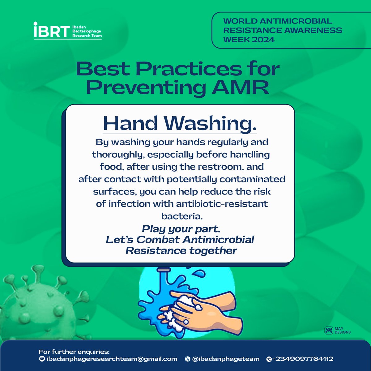 World Antimicrobial Resistance Awareness Week '24

#WorldAMRWeek2024
#WAAW24
#EducateAdvocateActnow
#IBRTWAAW24