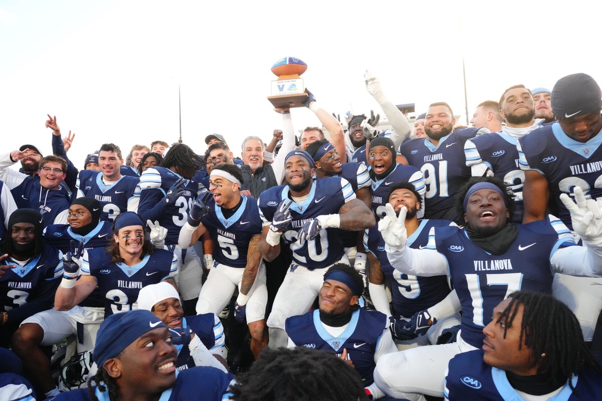 NovaFootball's tweet photo. The trophy is staying home! 🏆

#BattleOfTheBlue #GoNova https://t.co/quR70ZMSWN