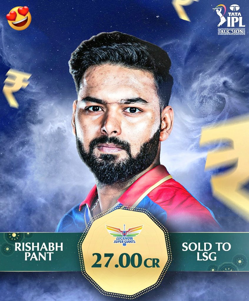 Payal_0143's tweet photo. नया रिकॉर्ड IPL के इतिहास में सबसे महंगे खिलाड़ी ऋषभ पंत लखनऊ की टीम ने खरीदा 
₹27 Crores 🤑🤑🤑

#RishabhPant
#IPLRetention2025 
#IPLRetentions https://t.co/HDKf4Elr4t