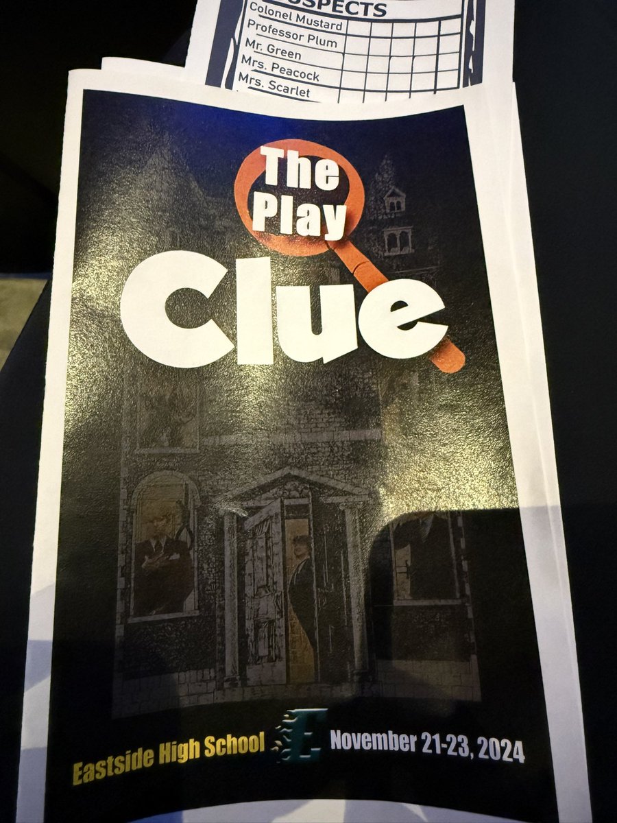 DKESupt's tweet photo. Beyond impressed by the work of everyone involved in this year’s Clue Play by Eastside’s students and staff! #DKE https://t.co/v8i3jKgLZU