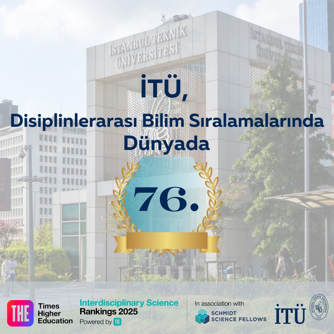İTÜ, THE Disiplinlerarası Bilim Sıralamalarında (ISR) dünyada 76. sırada! 🐝🏆

İTÜ’nün THE Disiplinlerarası Bilim Sıralamaları (ISR) 2025 sonuçlarına göre dünyada 76., ülkemizde ise 3. sırada yer alması İTÜ’lü akademisyen ve öğrencilerin yürüttüğü disiplinlerarası araştırmaların