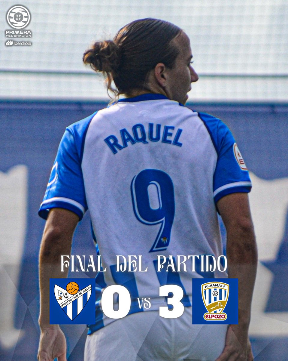 Woso Promises Magazine (@wosomagazine) on Twitter photo 🚨Jornada 1️⃣1️⃣🚨
#PrimeraFederaciónIberdrola
<a href="/sportinghuelva/">Sporting Club Huelva</a> 🔵⚪ 0️⃣➖3️⃣ <a href="/AlhamaElPozo/">Alhama ElPozo</a> 🔵⚪
⚽ 🔵⚪ <a href="/etoundi_raissa/">Raissa Mbappe Etoundi</a> , <a href="/belensou/">belen</a> y <a href="/vegamontesinoss/">Vega Montesinos</a>
🏟 Estadio Antonio Toledo Sánchez
#wosomagazine🧩 #SéParteDelReto #VolveremosAlCielo 🚨Jornada 1️⃣1️⃣🚨
#PrimeraFederaciónIberdrola
<a href="/sportinghuelva/">Sporting Club Huelva</a> 🔵⚪ 0️⃣➖3️⃣ <a href="/AlhamaElPozo/">Alhama ElPozo</a> 🔵⚪
⚽ 🔵⚪ <a href="/etoundi_raissa/">Raissa Mbappe Etoundi</a> , <a href="/belensou/">belen</a> y <a href="/vegamontesinoss/">Vega Montesinos</a>
🏟 Estadio Antonio Toledo Sánchez
#wosomagazine🧩 #SéParteDelReto #VolveremosAlCielo