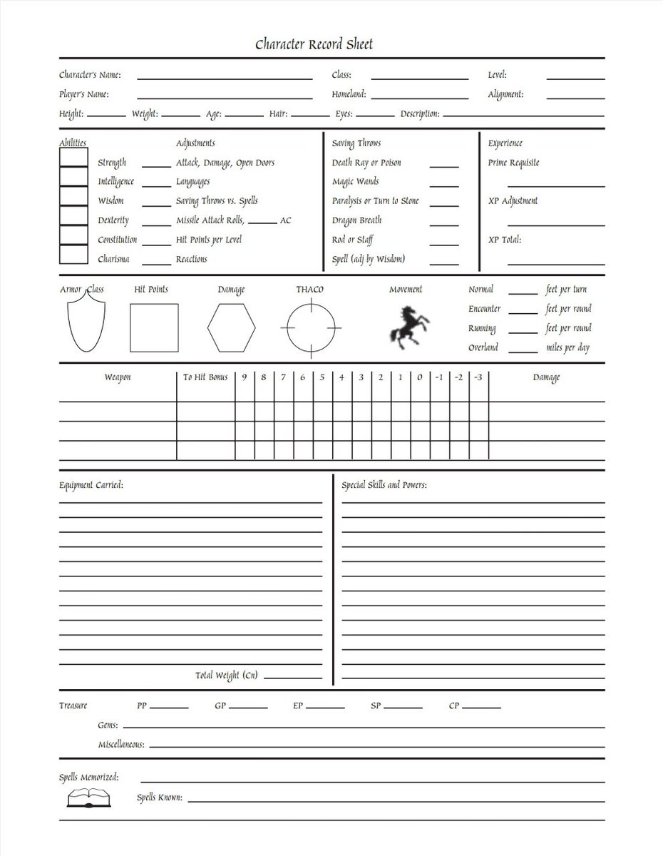 eroc0303's tweet image. I based my #RC #BX #BECMI #DnD character sheet on what was in the Rules Cyclopedia #book. 
Here's the link to print at will. #DMsHelpingDMs #oldschool #tabletop #dungeonsanddragons 
drive.google.com/file/d/1HU8tWm…