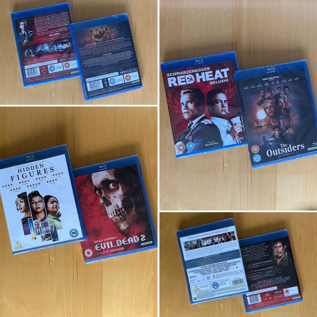 s77tux's tweet image. Taking advantage of some decent money-off deals to fill some gaps in my #BlurayCollection…

#LatestAdditions are #HiddenFigures as well as recent 4K restorations of #RedHeat, #TheOutsiders and #EvilDead2

Can’t wait to watch them all! #Bluray #PhysicalMedia #KeepDiscsAlive