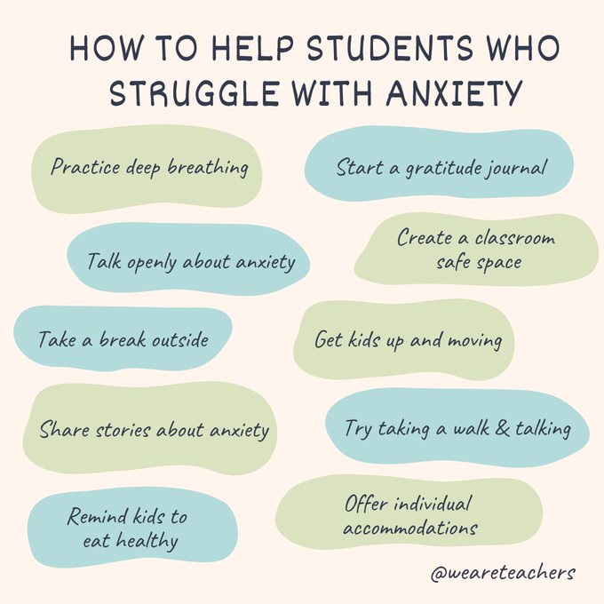 MindShift (@mindshiftkqed) on Twitter photo Students experiencing anxiety might benefit from these grounding exercises.
Sketchnote via <a href="/WeAreTeachers/">We Are Teachers</a> Students experiencing anxiety might benefit from these grounding exercises.
Sketchnote via <a href="/WeAreTeachers/">We Are Teachers</a>