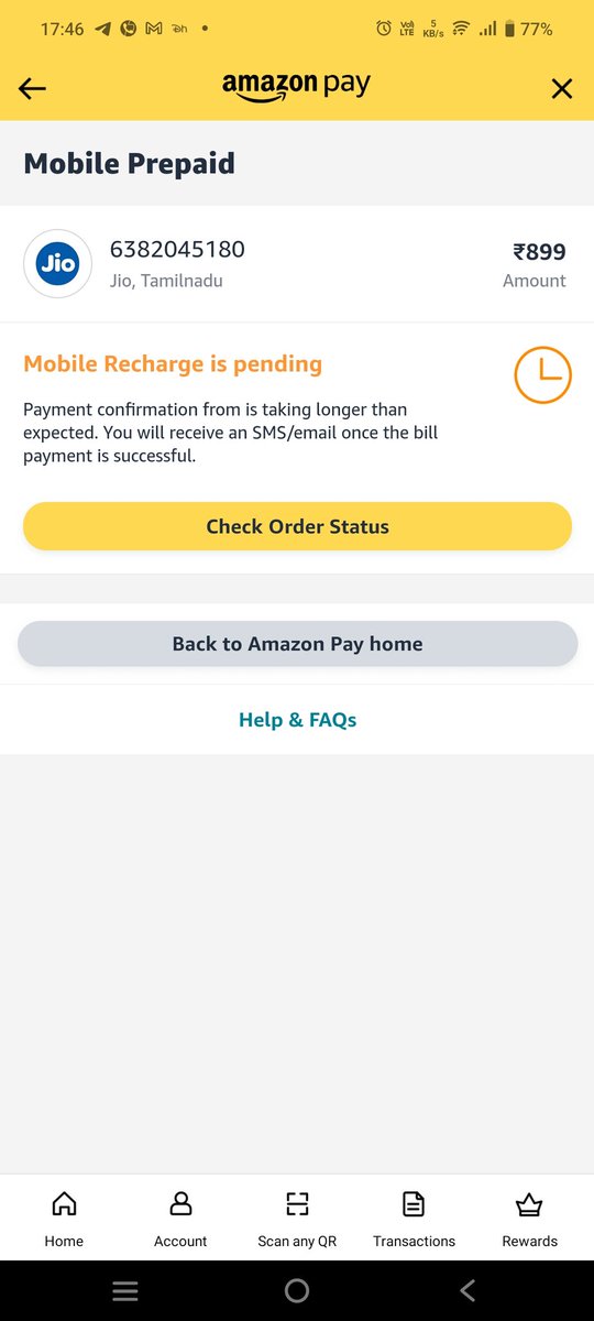 arunprasath_apt's tweet photo. @AmazonHelp @amazonpay still the problem is not resolved! @jagograhakjago @consaff @nch1915
Last 6 hours I couldn't recharge my phone... https://t.co/s2wGwJow3M