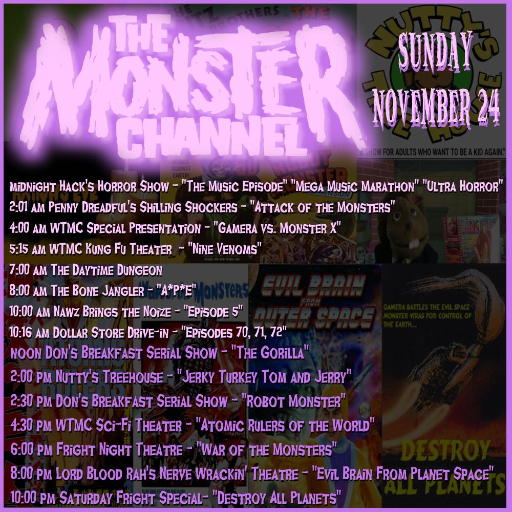 EerieLateNight's tweet photo. Sunday on The Monster Channel!
https://t.co/NvRAe8VnaE
#hackshorrorshow #donsbreakfastserialshow #nuttystreehouse #frightnighttheatre #thespookyspectre #lordbloodrah #saturdayfrightspecial #scarewolf https://t.co/7VxWn9LKkf