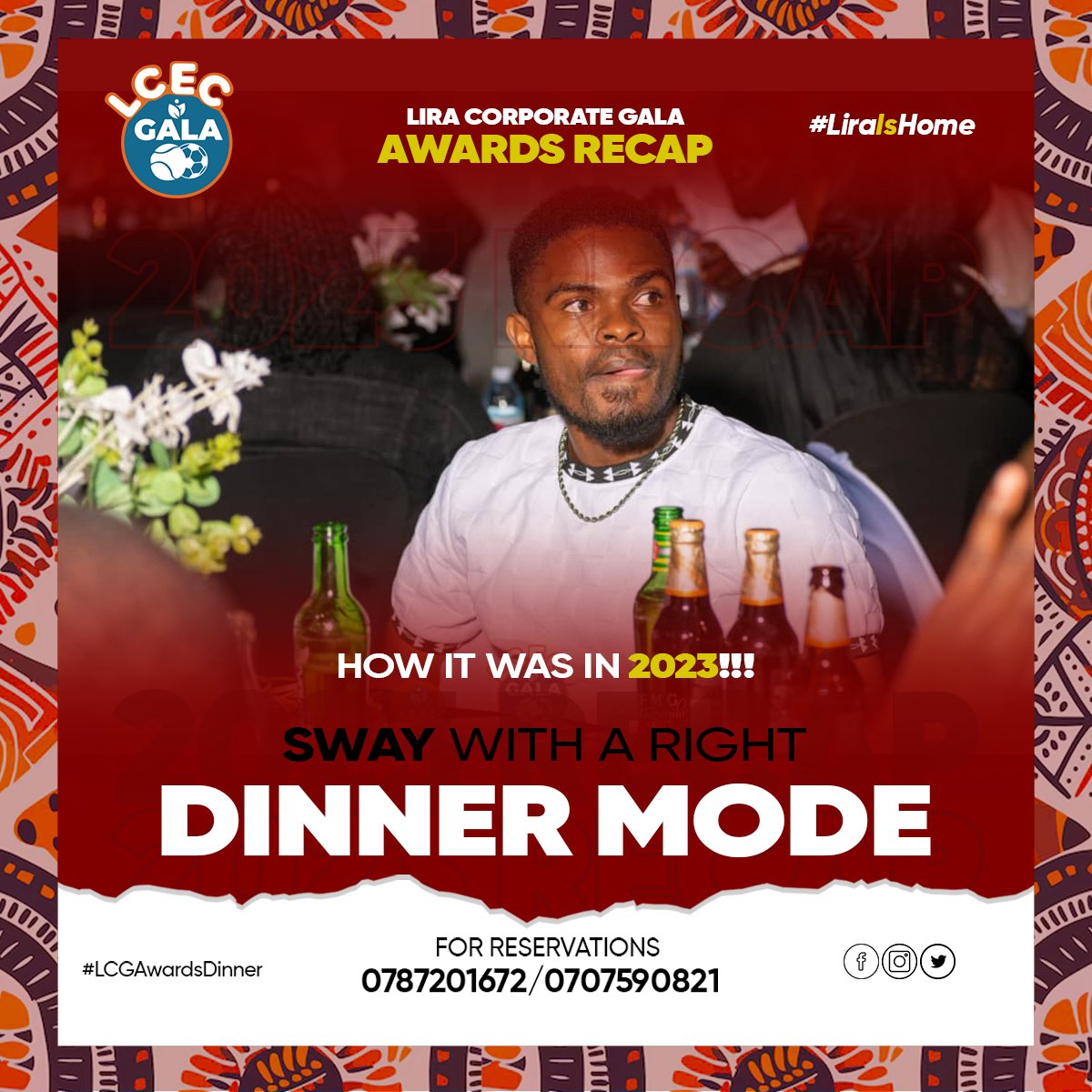 Sway in the right dinner mode!

Get ready for a red carpet experience, live band performance, and so much more at the #LCGAwardsDinner2024.

Join us for an unforgettable night of elegance and celebration at Lira City Garden!