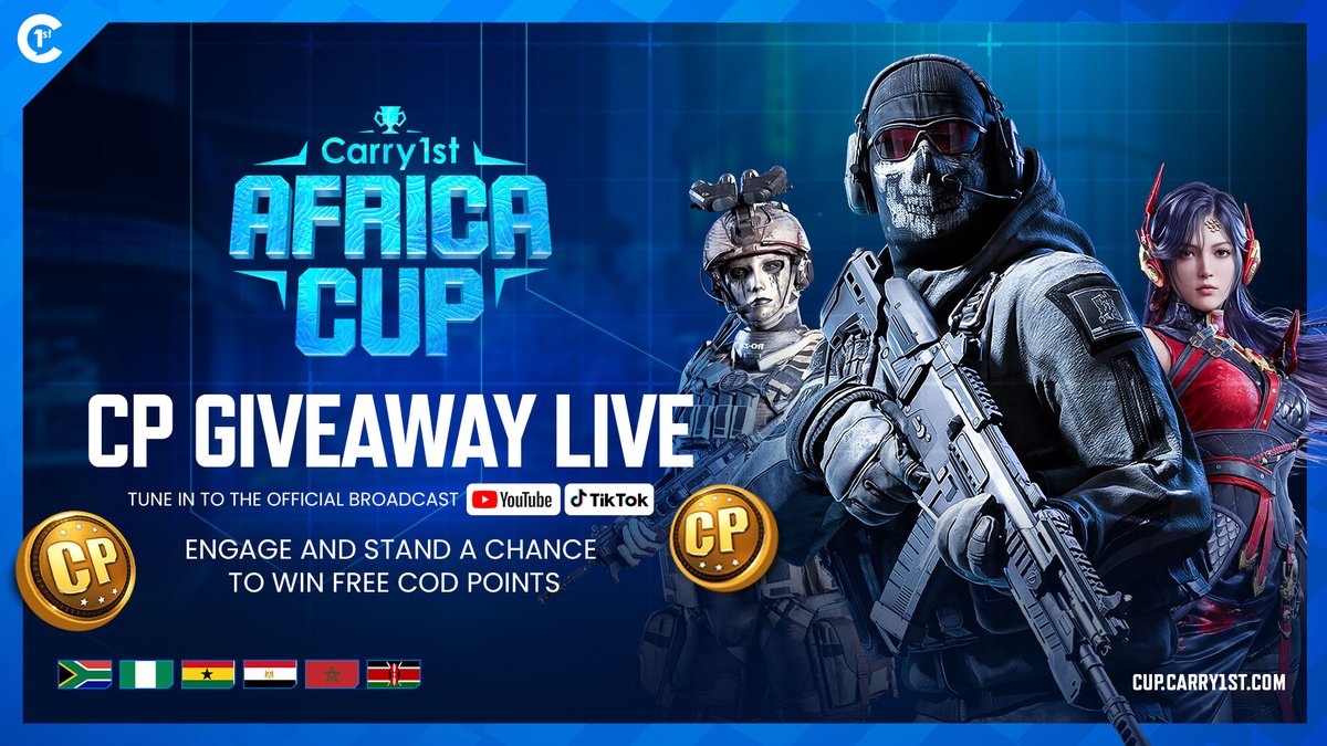 10,000 COD POINTS GIVEAWAY🚨

To enter, let us know in the comments section:
1⃣ Who will win the Grand Finals
2⃣ Who will be the MVP
3⃣ Use the hashtags #carry1stafricacup #carry1stcup

2 winners chosen (5,000 COD Points each) announced end of the week!