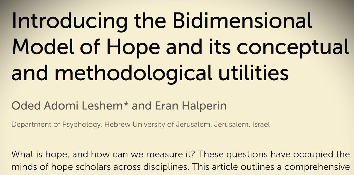 So proud of our new paper! We try to explain what hope is and how it could be measured. We offer a comprehensive overview of the Bidimensional Model of Hope, which describes hope in its most nucleus form and thus enables an understanding of hope in the broadest scope possible.