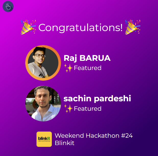 uxhack_co's tweet image. ✨ Featured designers of Weekend Hackathon #24 on @letsblinkit are:

⭐ Raj Barua
⭐ Sachin Pardeshi

🥳 Congratulations!
👉🏻 Check out the challenge at: uxhack.co/product/Blinki…

#blinkit #quickcommerce #deliveryservice #ux #redesign #ui #productdesign #product #hackathon #uxhack