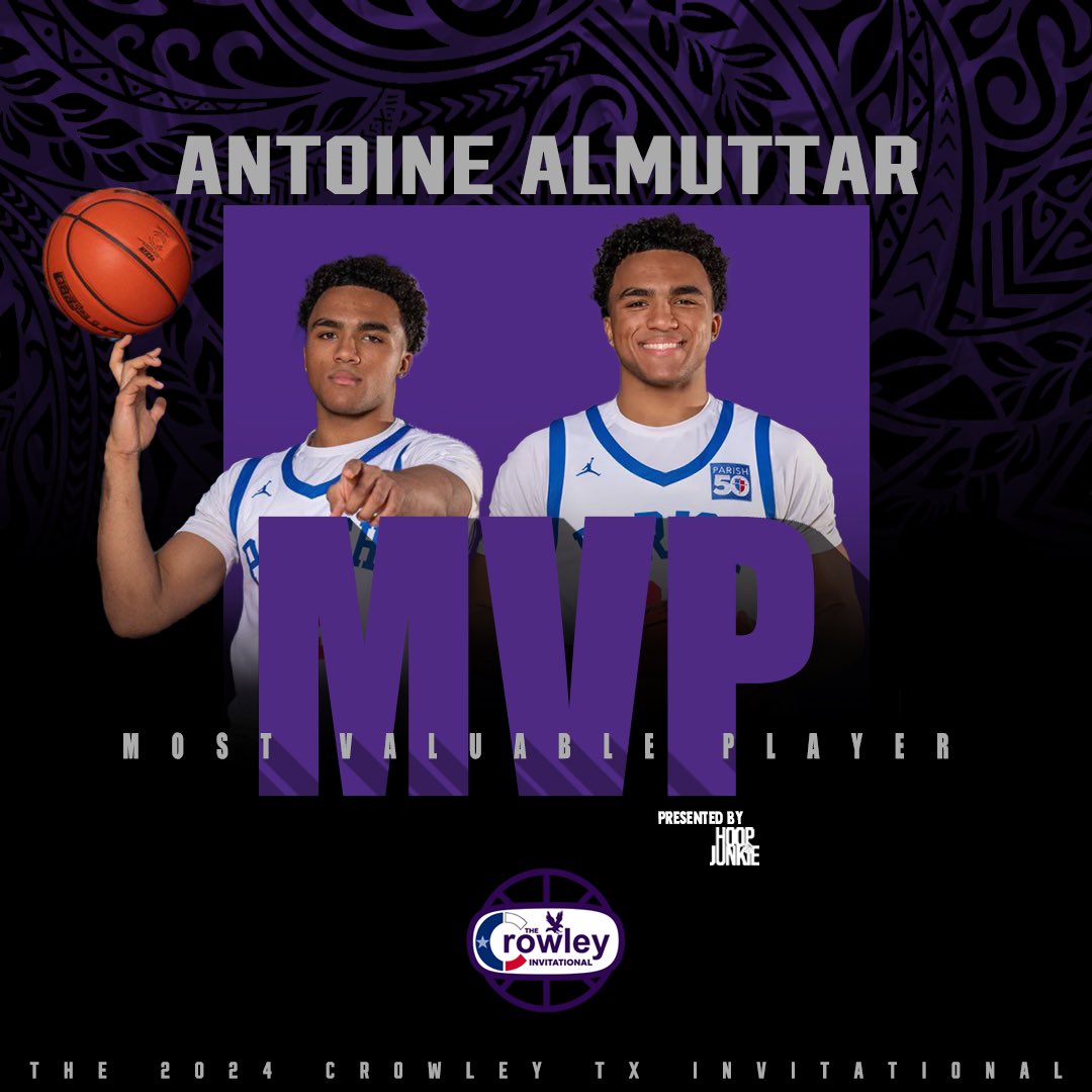 Congratulations to our 2024 Most Valuable Player of the Crowley Invitational presented by <a href="/HoopJunkie2/">Hoop Junkie</a> 

Parish Episcopal Panthers #33 Antoine Almuttar