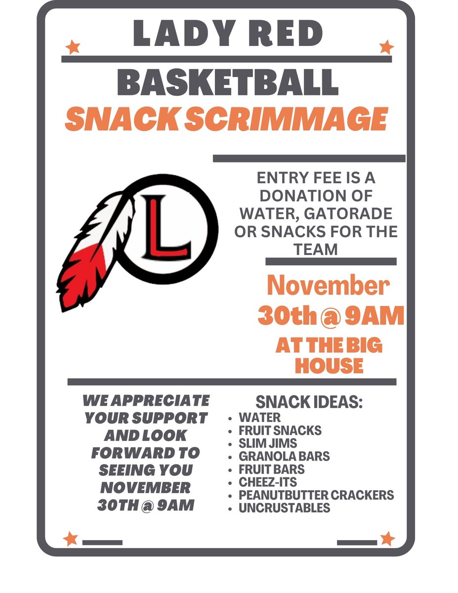 November 30th! Bring a snack and come to the big house to see some intersquad bball!