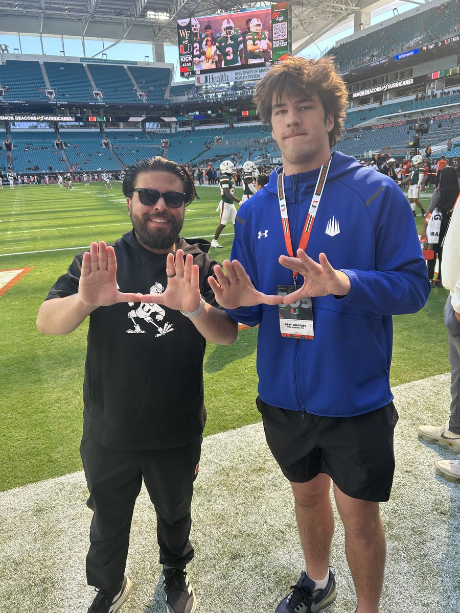 Great being back <a href="/CanesFootball/">Miami Hurricanes Football</a> this weekend.Thank you <a href="/CoachKalter/">Danny Kalter</a> <a href="/CoachFerras/">Ferras Isa 🇱🇾</a> for the great experience look forward to being back <a href="/HKA_Tanalski/">Adam</a> <a href="/_thebillymiller/">Billy Miller</a>