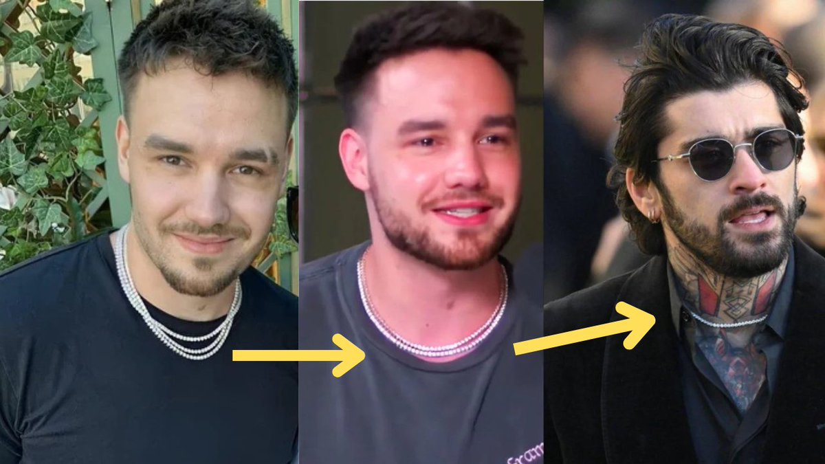 PopPanda007's tweet image. Zayn Malik Wearing Liam Payne's Necklace made me Emotional.

Liam originally wore 3 strands of Necklace.

Then Zayn wore 1 strand in Perfect magazine 2023. 

From there we only saw Liam with 2 strands and Zayn the 1 strand. 

it was memory from Liam, So Zayn wore it at the Liam's…