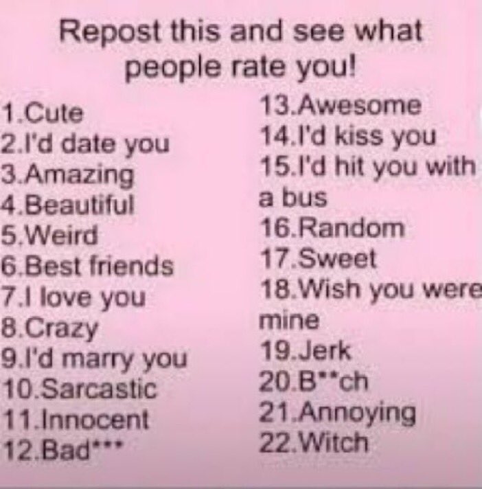 Go ahead rate me..