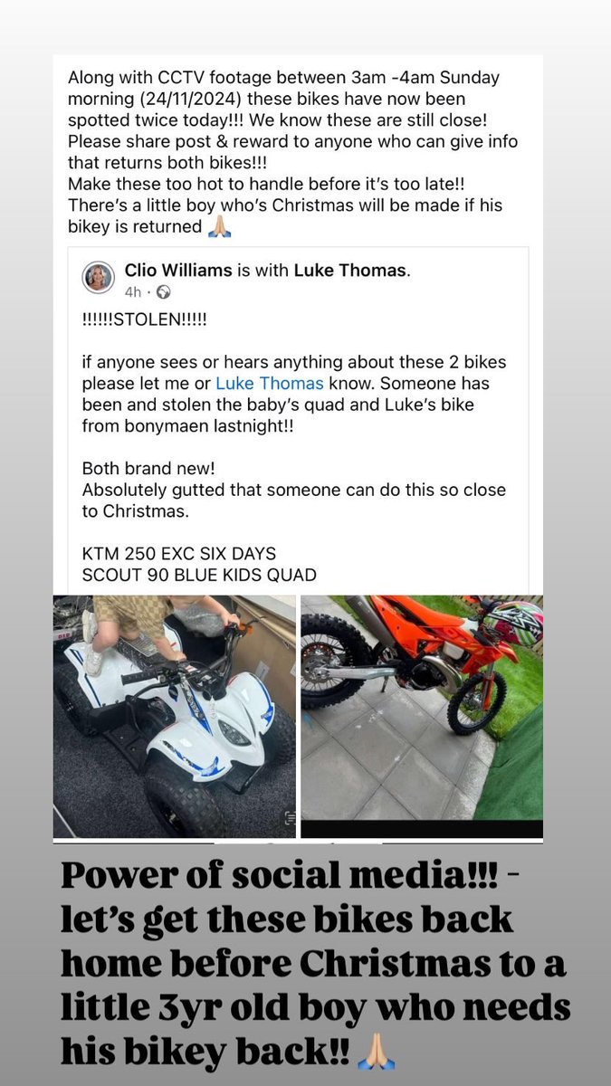 Please repost!!! What scum steals from a 3yr old !?! Make these bikes too hot to handle #swansea #stolen #southwales