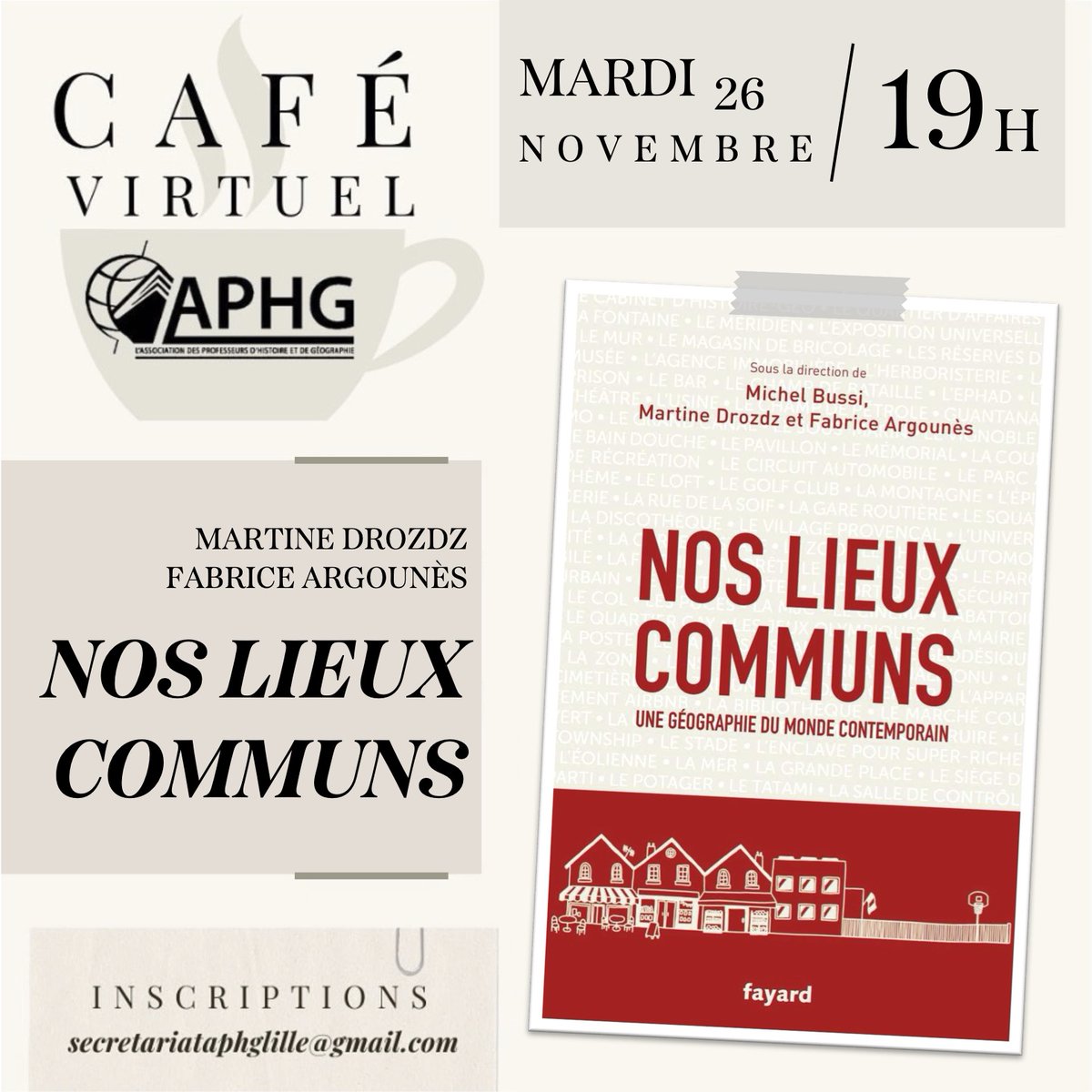 Noël c'est dans un mois ! 🎅🎄
A la recherche d'une idée cadeau pour un prof d'HG, un ami curieux du monde qui l'entoure ou vous-même ? Pensez à Nos Lieux communs. Une géographie du monde contemporain. 
On vous fait découvrir le livre le 26 nov. avec les autrices et auteurs !