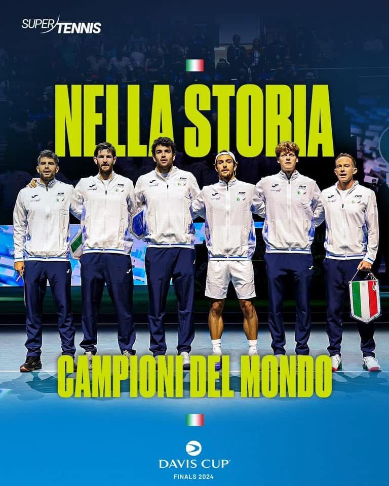 SECONDA COPPA DAVIS DI FILA

🎾 Complimenti alla nazionale italiana di tennis 👏🏻

Renato Sartini 
Consigliere Municipio Roma I Centro

🦎