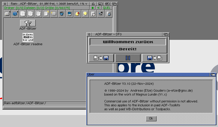 AmigaWorld's tweet photo. ADF-Blitzer - ein Programm zum Lesen und Schreiben von ADF Dateien für AmigaOS - ist in Version 3.10 erschienen
https://t.co/DfCuBh27Bv
#commodore #amiga #amigaos #amigaworld #adf #disk #blitzbasic #software #retro https://t.co/xBKGXoNIEt