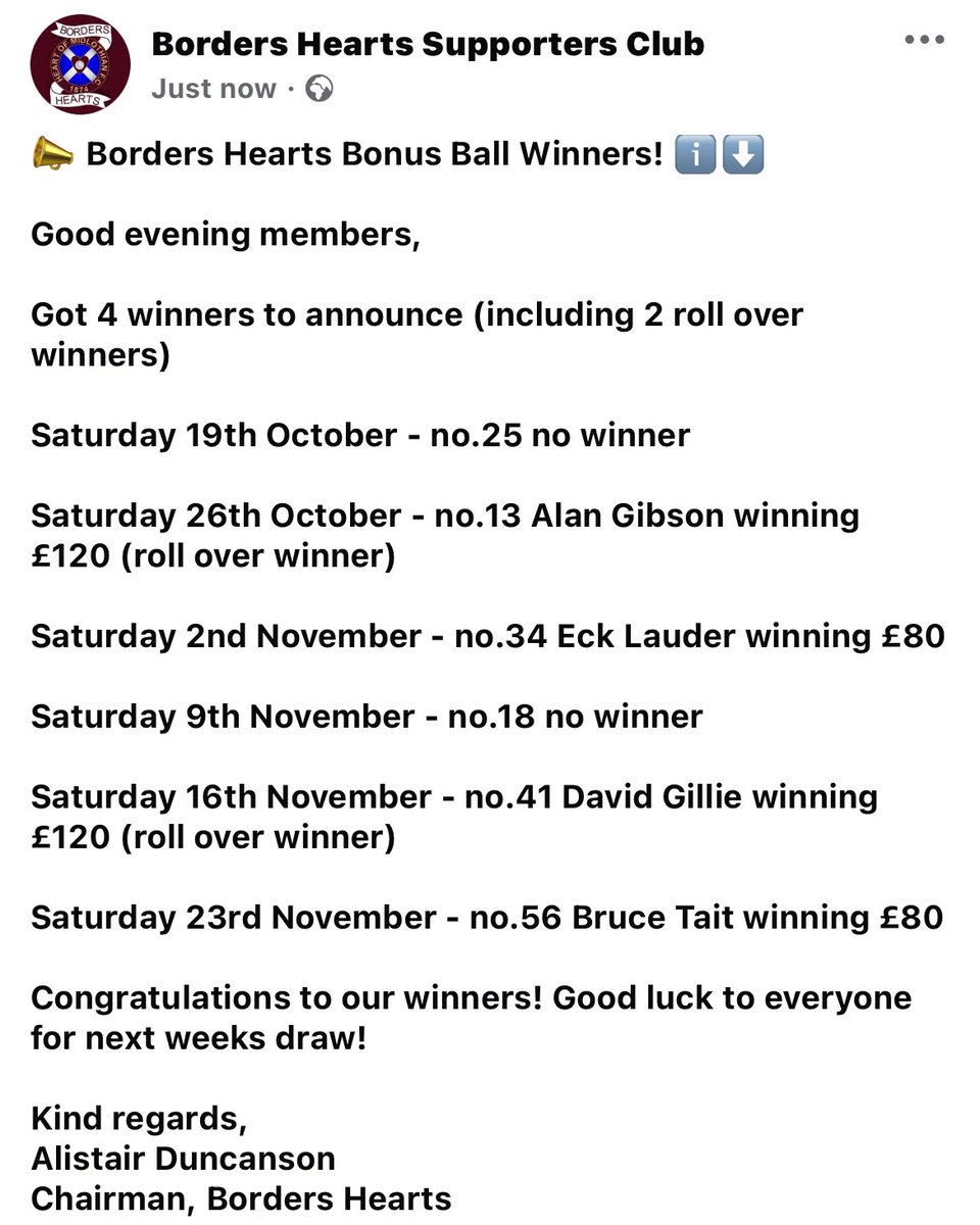 📣 Borders Hearts Bonus Ball Winners ℹ️⬇️