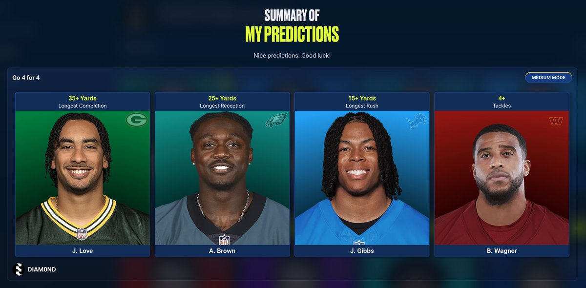 DiamondNFL's tweet photo. NFL All Day Rare Gift Pack Giveaway 🏈

❤️ Like & Retweet
🔗 https://t.co/4Ume0pNgS4
⭐️ Enter in a full submission for either Easy (Common+), Medium (Rare+), or Hard (Legendary+) today, and post the share link or a screenshot of your predictions below to enter!
