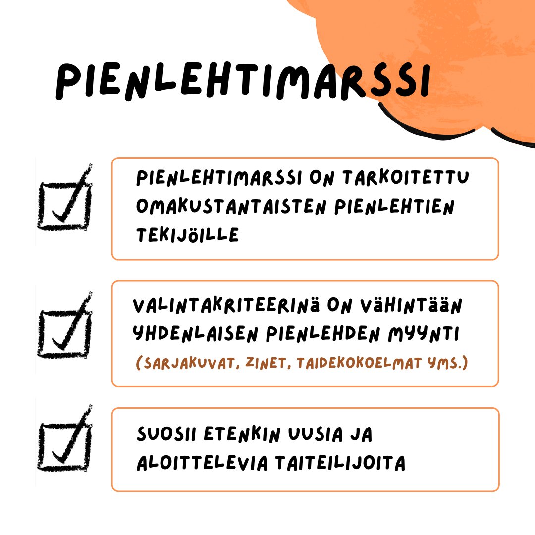 TreKuplii's tweet photo. Oletko miettinyt mitä eroa taidekujalla ja pienlehtimarssilla?

Taidekuja- ja pienlehtimarssihaut ovat auki vielä ensiviikon lauantaihin 30.11 asti.

Jäikö jokin vielä askarruttamaan? Ole yhteydessä: pienlehtimarssi@tamperekuplii.fi (1/2) https://t.co/exUzzujKrh