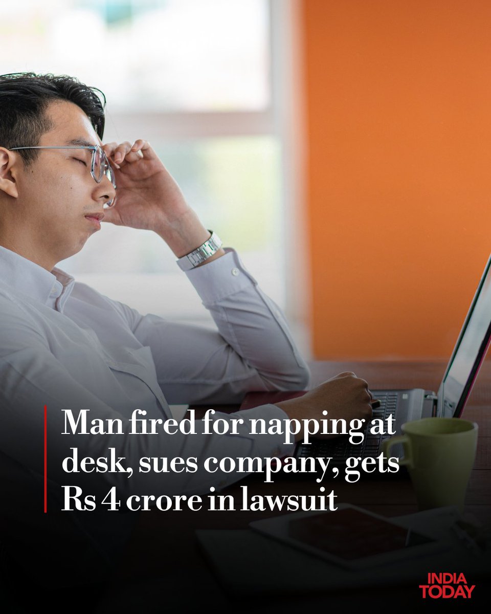 IndiaToday's tweet photo. A long-serving employee in #China was awarded a hefty 350,000 yuan (approximately Rs 4 crore) after being fired for taking a nap at his office desk, South China Morning Post (SCMP) said.
Read: https://t.co/1FP2XlxOZe
#ITCard #WorkingDesk #Sleeping #Napping https://t.co/twAmzvOalb
