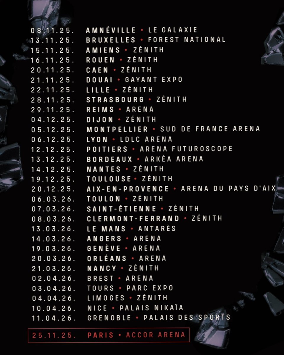 Worldmattpokora's tweet photo. Affiche officielle pour la nouvelle tournée « Adrénaline Tour » de @MPokora 2025/2026 https://t.co/Ipm34FesUL