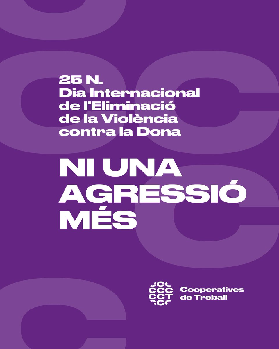 📅25 de novembre. Dia Internacional per l'Eliminació de la Violència contra la Dona

📢Ni una agressió més
cooperativestreball.coop/agrupem/eix-fe…