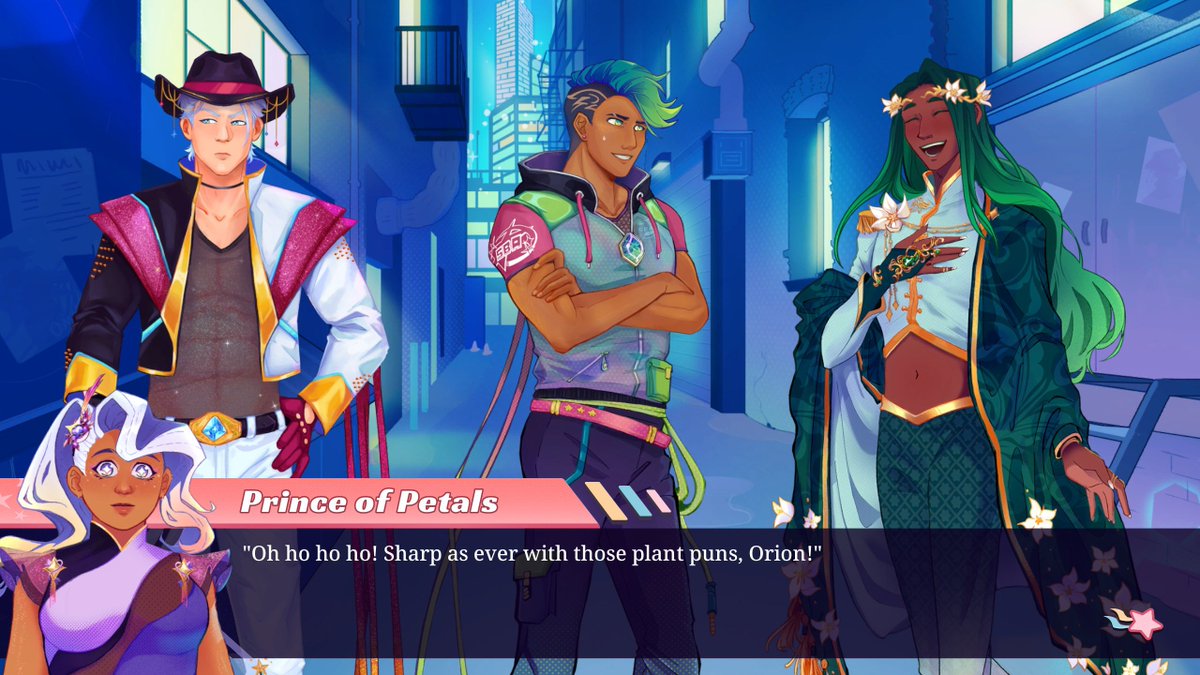 MIVSMAGFest's tweet photo. Welcome to the showcase, Starbright Agency, a queer-friendly, city-pop inspired, romantic visual novel by Thoughtful Bread! Follow them for more info @TBreadGames!  #SuperMAGFest2025 #MIVS #IndieGameDev #indiegame https://t.co/slrJTYrHXL