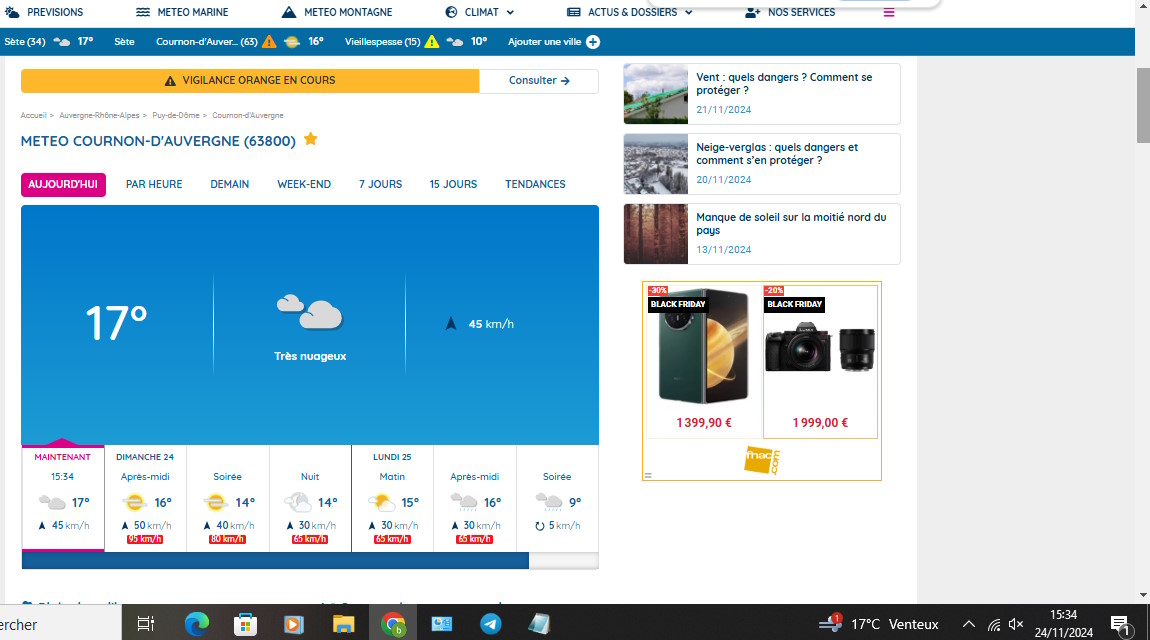 cachalot63's tweet photo. @VigiMeteoFrance C'est quoi Météo France ???
Elle est ou la cohérence ???
C'est maintenant ou demain la vigilance orange???
D'après le site en temps réel c'est maintenant (95km/h) et d'après votre site de vigilance et le préfêt du puy de dôme c'est demain 0h00... https://t.co/meU9OFBNHz