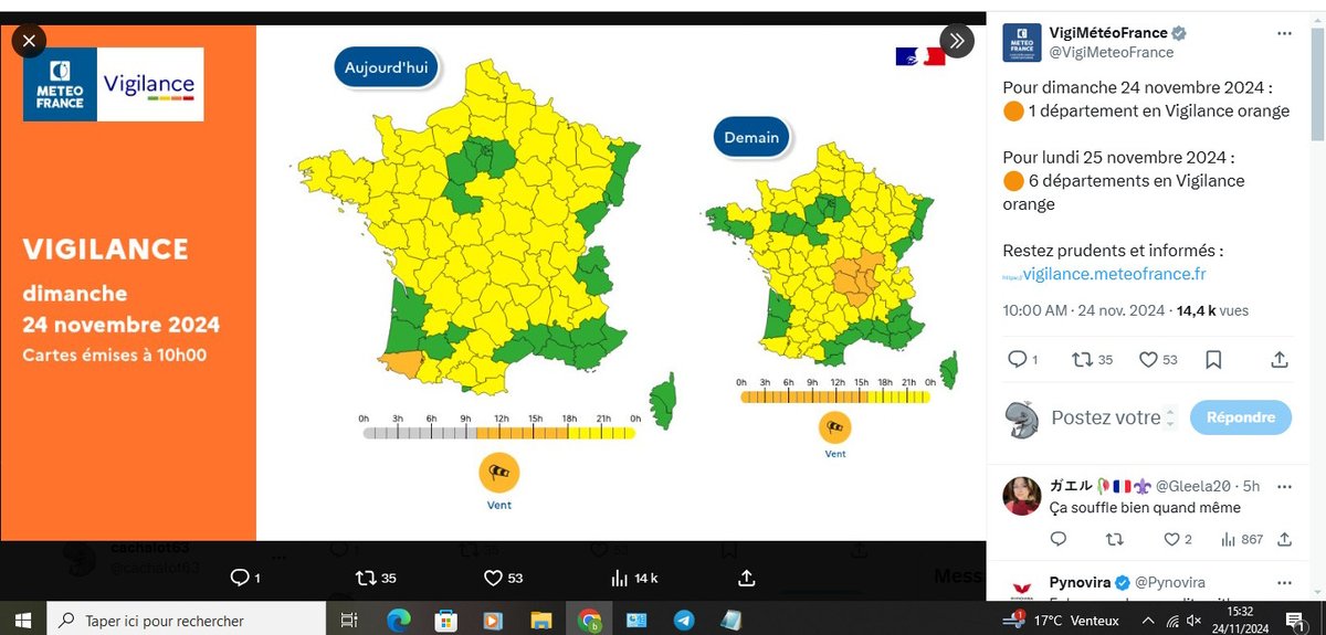 cachalot63's tweet photo. @VigiMeteoFrance C'est quoi Météo France ???
Elle est ou la cohérence ???
C'est maintenant ou demain la vigilance orange???
D'après le site en temps réel c'est maintenant (95km/h) et d'après votre site de vigilance et le préfêt du puy de dôme c'est demain 0h00... https://t.co/meU9OFBNHz